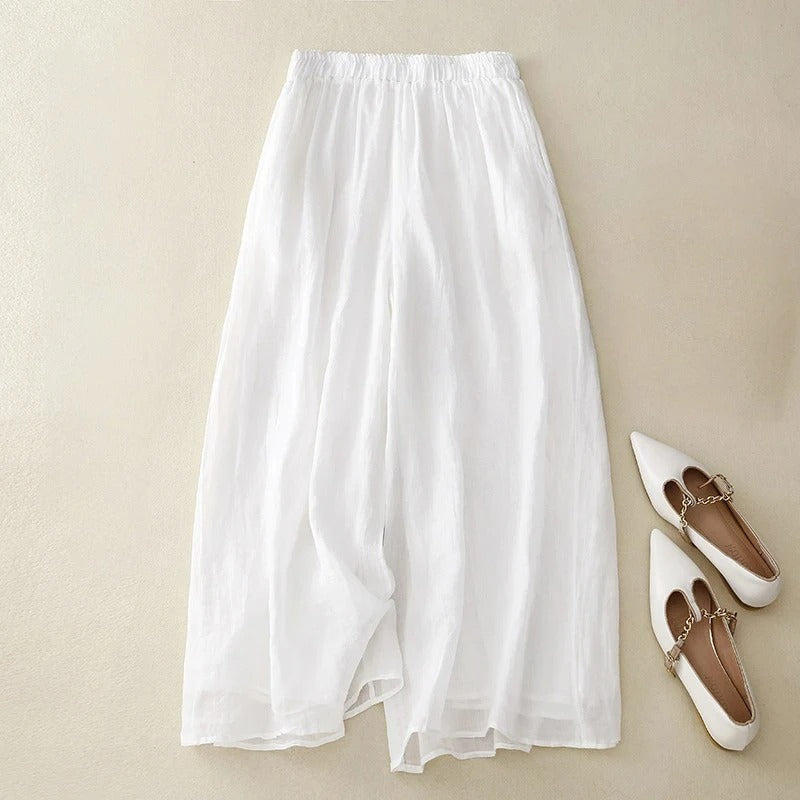 Dames Ademend Katoenen Broek | Elegante Losse Tailleband Lente Zomerbroek 4