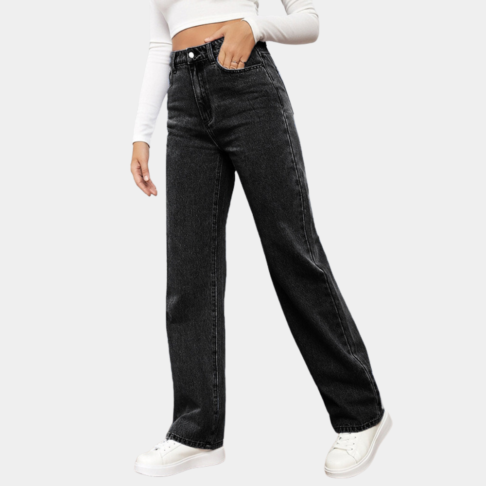 Dames Hoge Taille Denim Spijkerbroek | Tijdloze Rechte Pasvorm Casual Jeans 9
