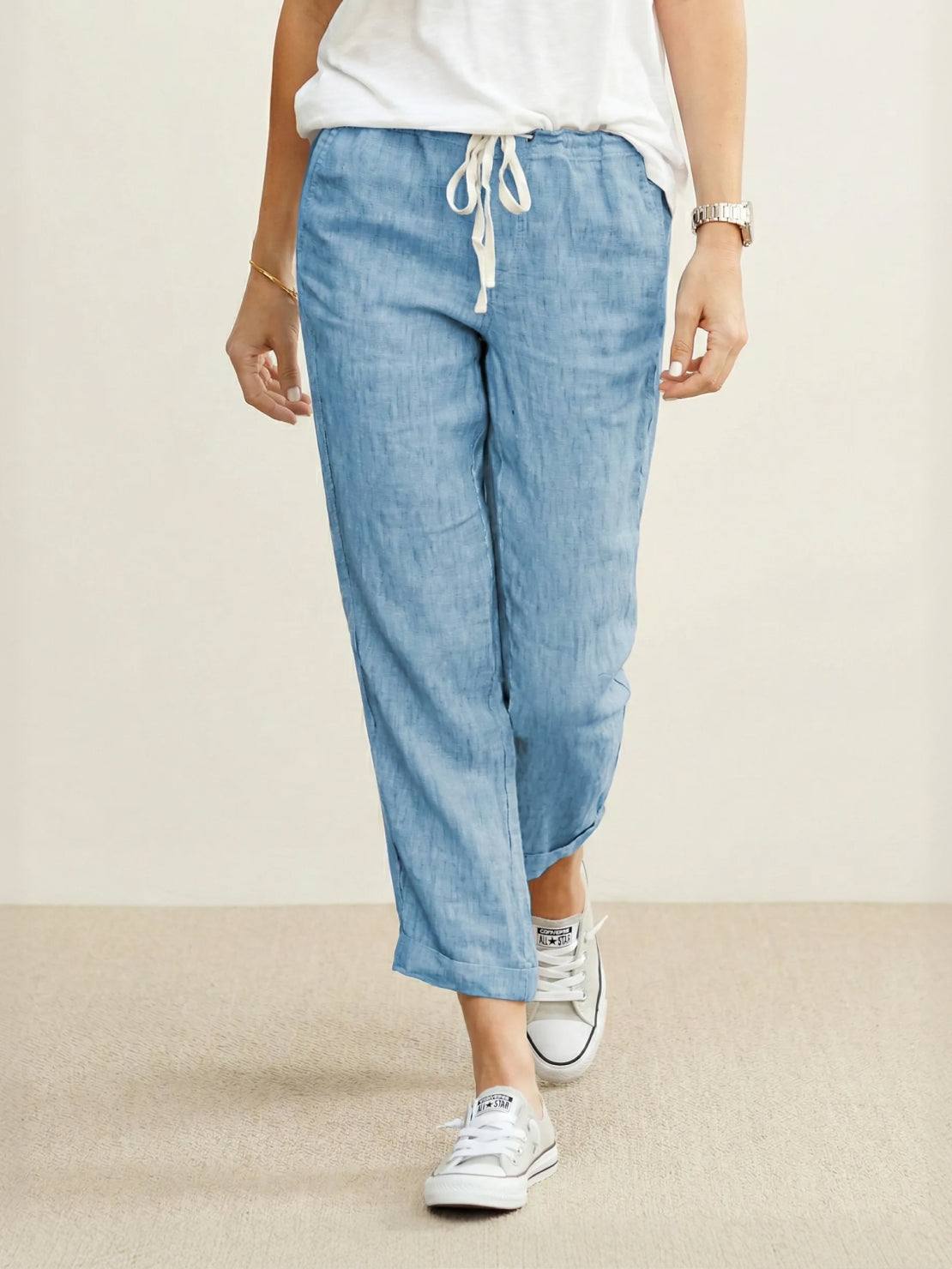 Dames Katoenen Broek | Comfortabele Relaxed Fit Casual Pants voor Warme Dagen 11