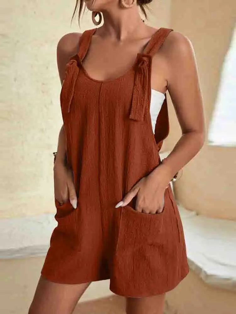 Dames Linnen Jumpsuit Zomer | Comfortabele Relaxed Korte Outfit met Zakken 5