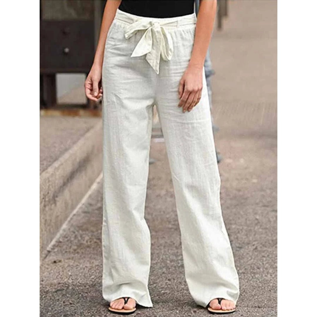 Dames Marineblauwe Wijde Pijpen Broek | Comfortabele Relaxed Fit met Trekkoord 7