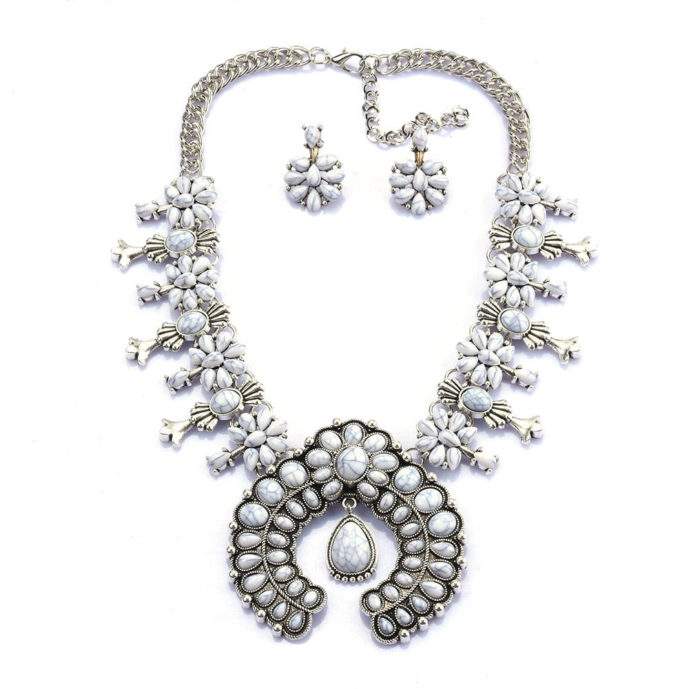 Dames Turquoise Bloesem Sieraden Set | Elegante Handgemaakte Oorbellen Sets 2