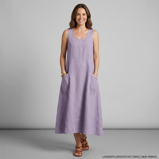 Amy | Dames Linnen Ronde Hals Jurk