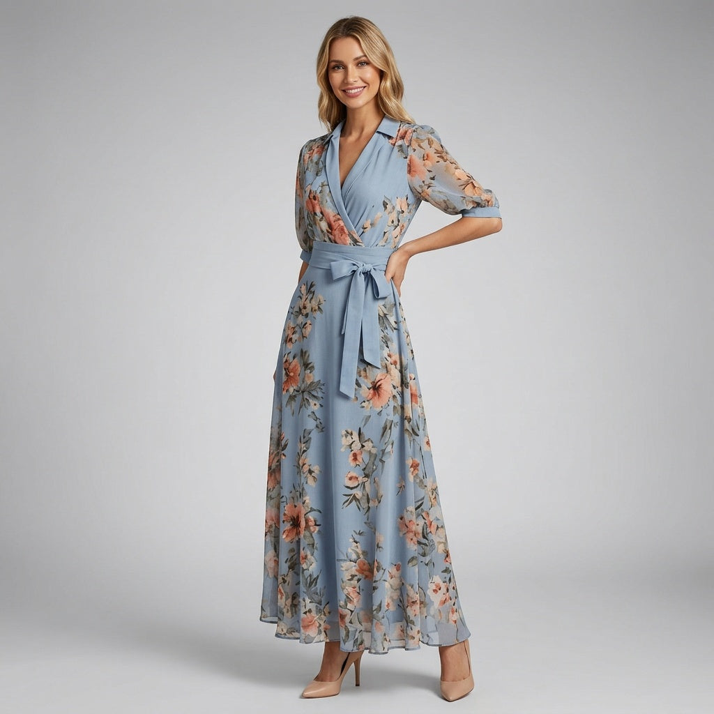 Stacey | Dames V-hals Midi Jurk
