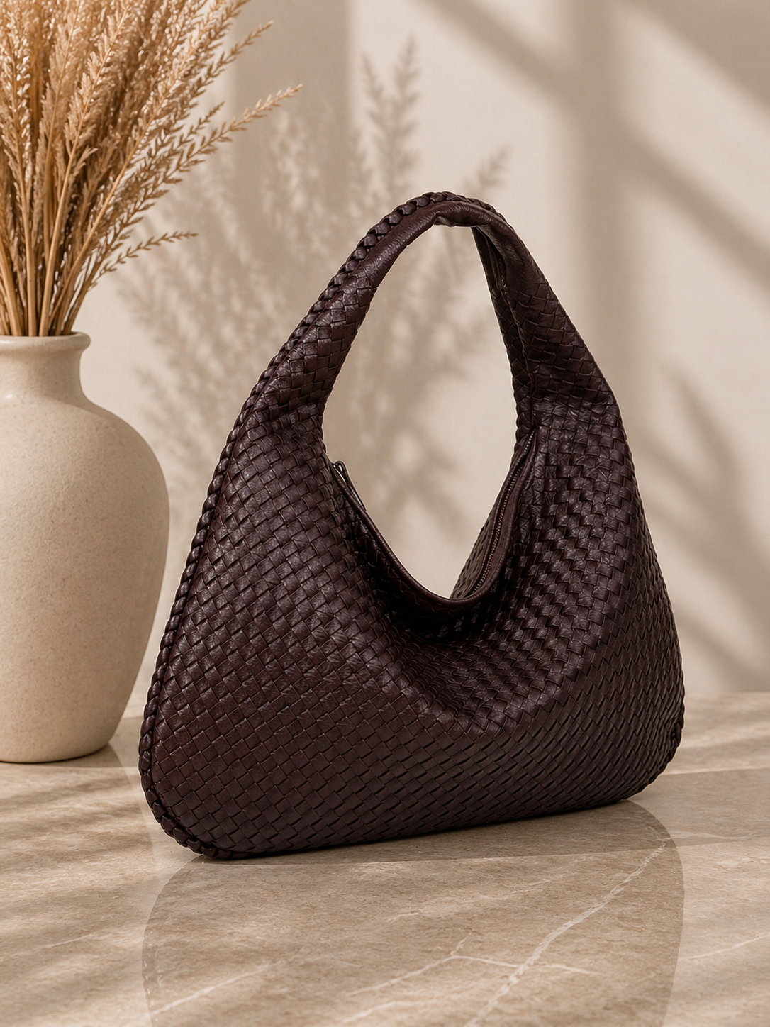 Dames Kunstleren Gevlochten Hobo-tas | Ruim en Stijlvol voor Dagelijks Gebruik