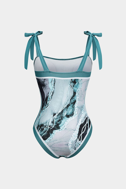 Dames Abstracte Print Badpak Set | Elegante Figuurvormende Strandoutfit met Pareo 2