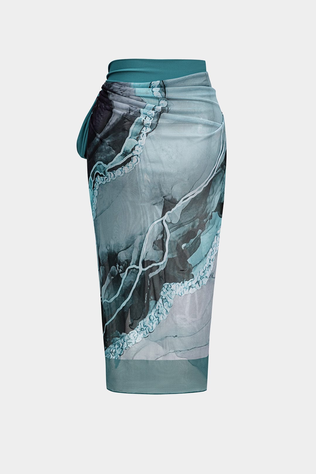 Dames Abstracte Print Badpak Set | Elegante Figuurvormende Strandoutfit met Pareo 4