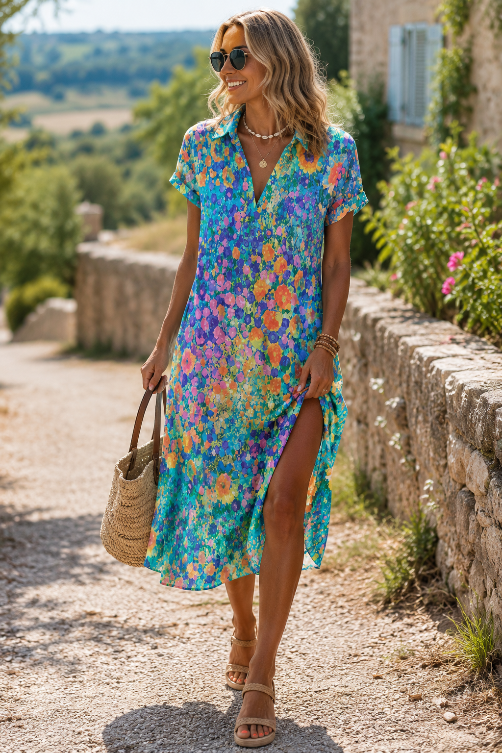 Dames Ademend Boho Chique Zomerjurk | Elegante Vloeiende Pasvorm met Romantische Accenten 0