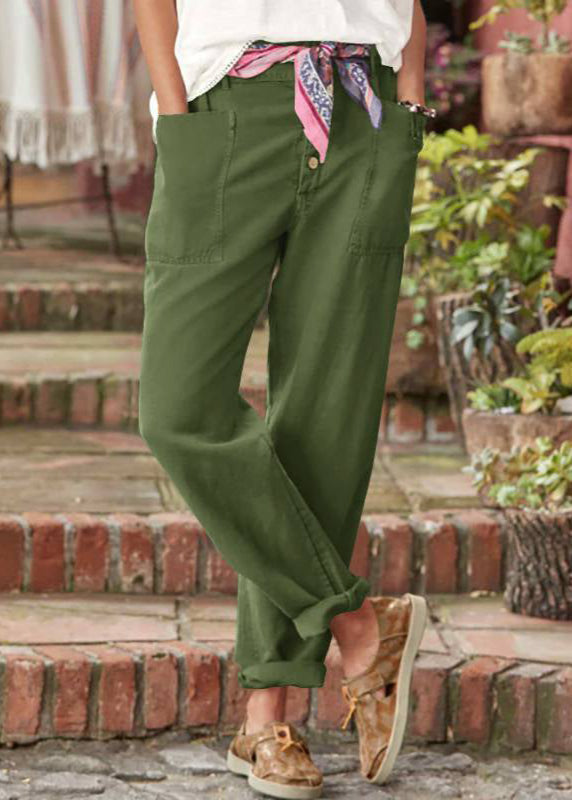 Dames Ademend Groene Broek | Flatterende Hoge Taille Zomer Damesbroeken 4