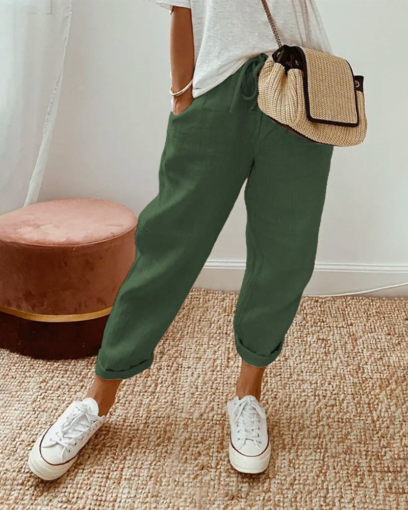 Dames Ademend Hoge Taille Broek | Elegante Zwarte Casual Broeken Met Zachte Tailleband 4