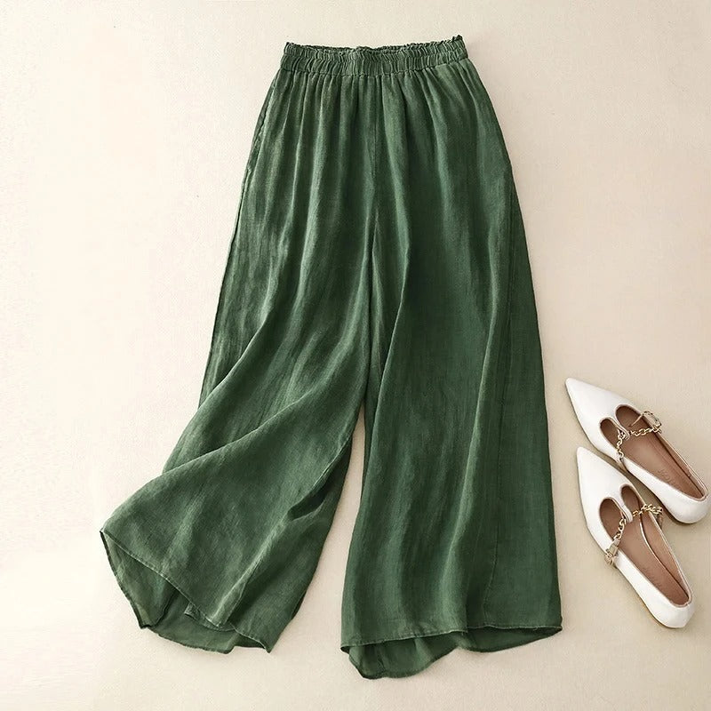 Dames Ademend Katoenen Broek | Elegante Losse Tailleband Lente Zomerbroek 1