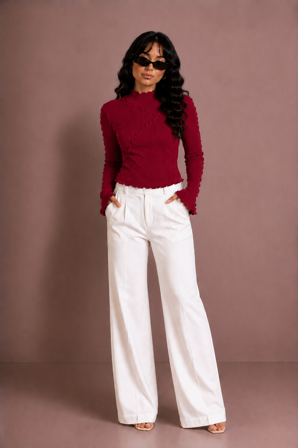 Dames Asymmetrische Jersey Top | Elegante Slim Fit met Ruches 3