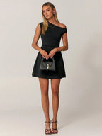 Dames Asymmetrische Jurk | Elegante Avondjurk met Blootgestelde Schouder | Comfortabele Minimalistische Stijl 3
