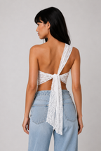 Dames Asymmetrische Kanttop | Elegante One-Shoulder Blouse 3