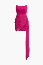 Dames Asymmetrische Polyester Minikleed | Sensueel Elegant Bandeau Voor Feestelijke Gelegenheden 0