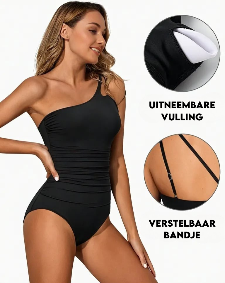 Dames Badpak met Eén Schouder | Flatterend en Chic Design met Buikcontrole 5