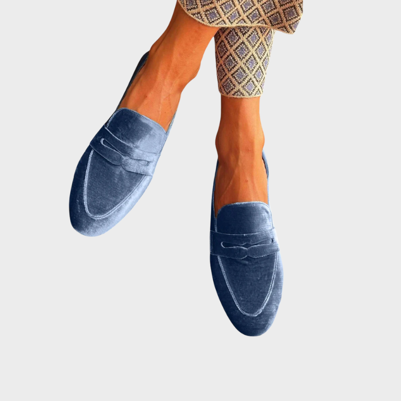 Dames Blauwe Suède Instaploafers | Comfortabele Klassieke Loafers 1