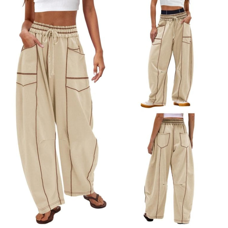 Dames Cargobroek | Comfortabele Wijde Pijpen met Trekkoord | Casual Relaxed Fit Cargo Broeken 1