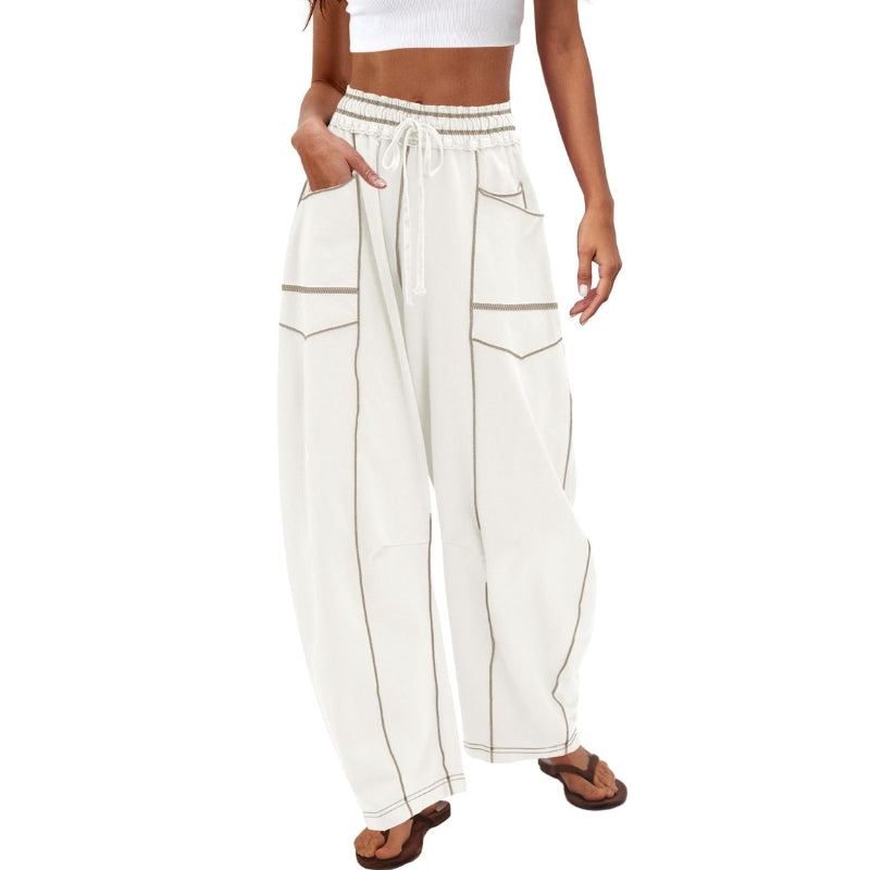 Dames Cargobroek | Comfortabele Wijde Pijpen met Trekkoord | Casual Relaxed Fit Cargo Broeken 2