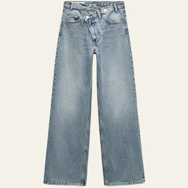 Dames Casual Denim Spijkerbroek | Comfortabele Hoge Taille Wijde Jeans 0