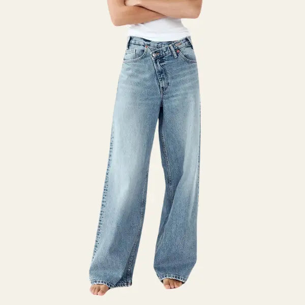 Dames Casual Denim Spijkerbroek | Comfortabele Hoge Taille Wijde Jeans 1