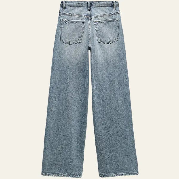 Dames Casual Denim Spijkerbroek | Comfortabele Hoge Taille Wijde Jeans 2