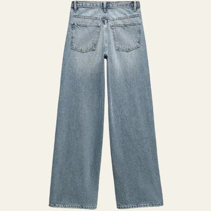 Dames Casual Denim Spijkerbroek | Comfortabele Hoge Taille Wijde Jeans 2