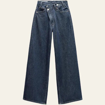 Dames Casual Denim Spijkerbroek | Comfortabele Hoge Taille Wijde Jeans 3