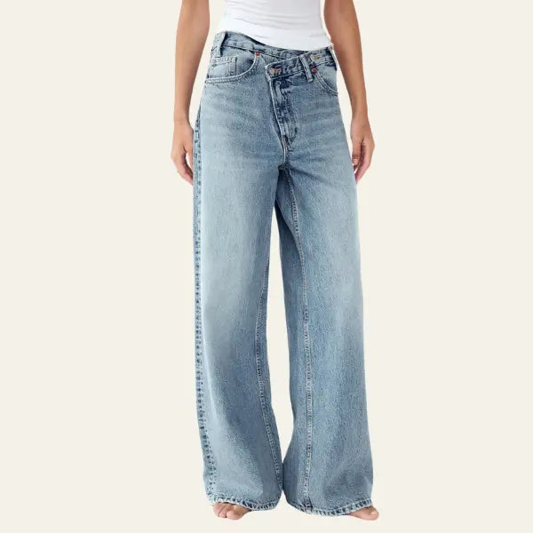 Dames Casual Denim Spijkerbroek | Comfortabele Hoge Taille Wijde Jeans 5