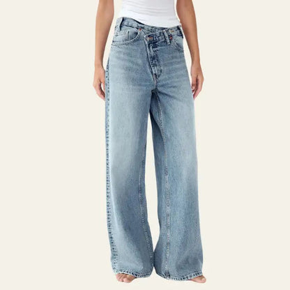 Dames Casual Denim Spijkerbroek | Comfortabele Hoge Taille Wijde Jeans 5
