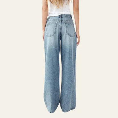 Dames Casual Denim Spijkerbroek | Comfortabele Hoge Taille Wijde Jeans 7