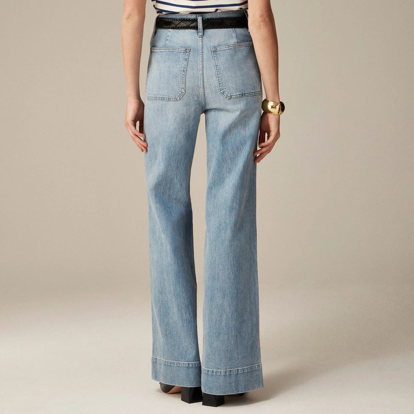 Dames Comfortabele Denim Spijkerbroek | Wijde Pijpen Casual Jeans met Hoge Taille 1