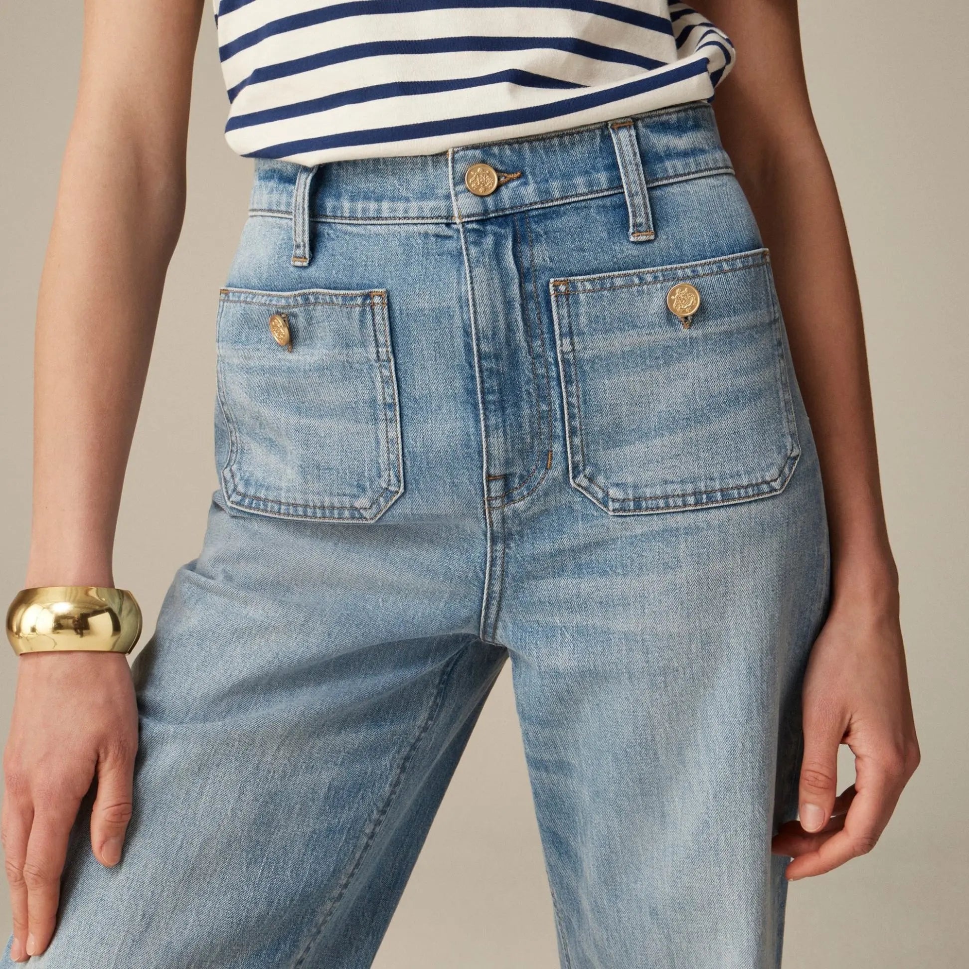 Dames Comfortabele Denim Spijkerbroek | Wijde Pijpen Casual Jeans met Hoge Taille 2