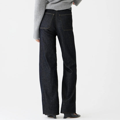 Dames Comfortabele Denim Spijkerbroek | Wijde Pijpen Casual Jeans met Hoge Taille 7