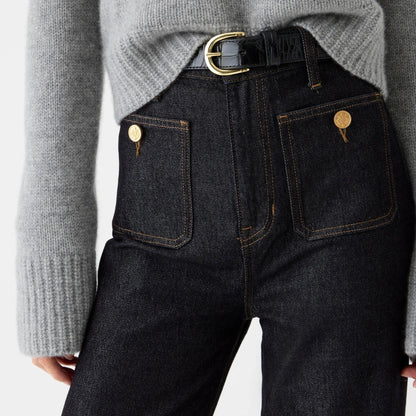 Dames Comfortabele Denim Spijkerbroek | Wijde Pijpen Casual Jeans met Hoge Taille 8
