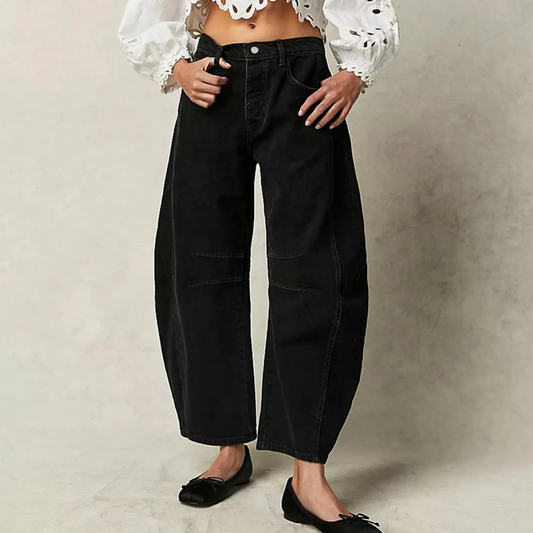Dames Denim Spijkerbroek | Trendy High-Waist Relaxed Fit Met Wijde Pijpen 0