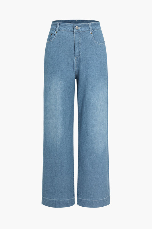 Dames Denim Wijde Jeans | Comfortabele Hoge Taille Flared Broek 0