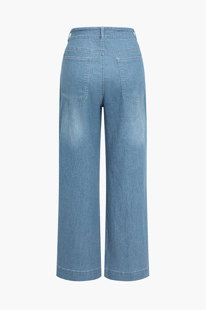 Dames Denim Wijde Jeans | Comfortabele Hoge Taille Flared Broek 1
