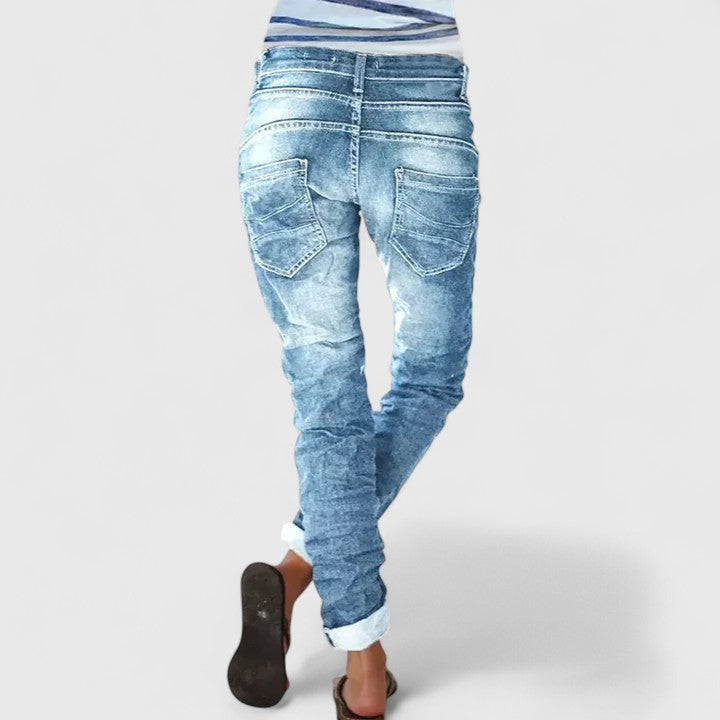 Dames Distressed Denim Spijkerbroek | Wijde Pijpen Vintage Casual Jeans 2