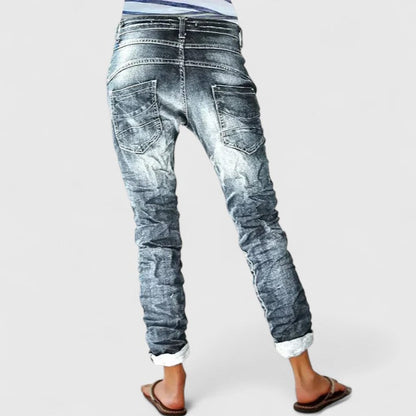Dames Distressed Denim Spijkerbroek | Wijde Pijpen Vintage Casual Jeans 3