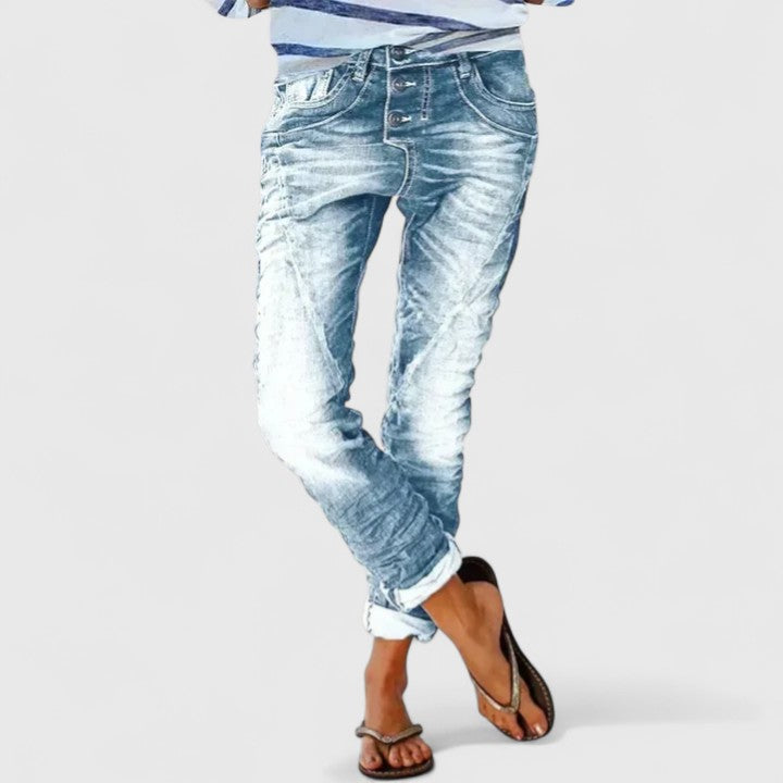 Dames Distressed Denim Spijkerbroek | Wijde Pijpen Vintage Casual Jeans 4