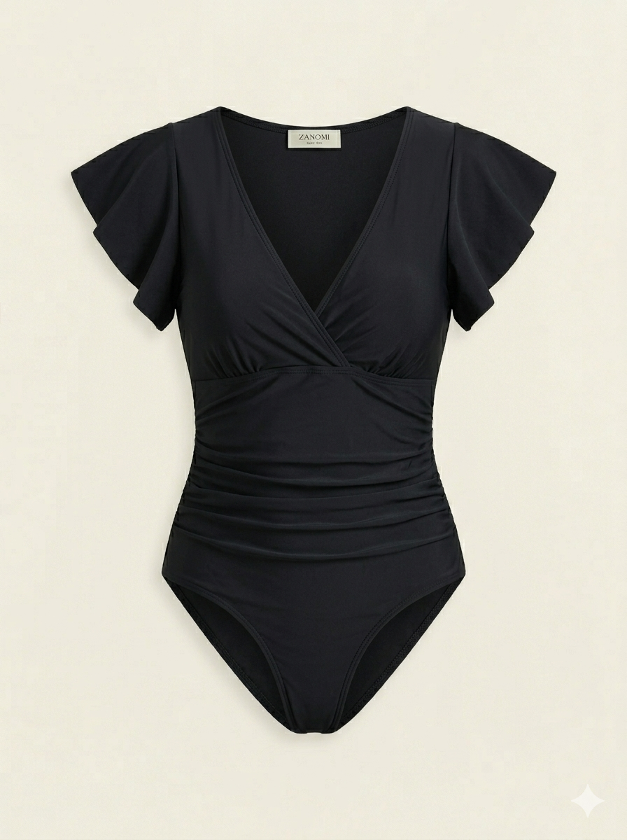 Dames Elegant V-Hals Badpak | Flatterende Ruches Mouwen voor Zomer 1