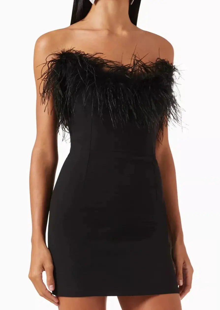 Dames Elegante Hoofdmateriaal Minijurk | Figuuraccentuerend Onyx Cocktailjurk 5