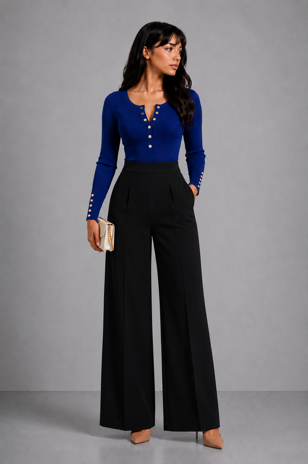 Dames Elegante Katoenen Top met Open Kraag | Stijlvolle Casual Blouse 0