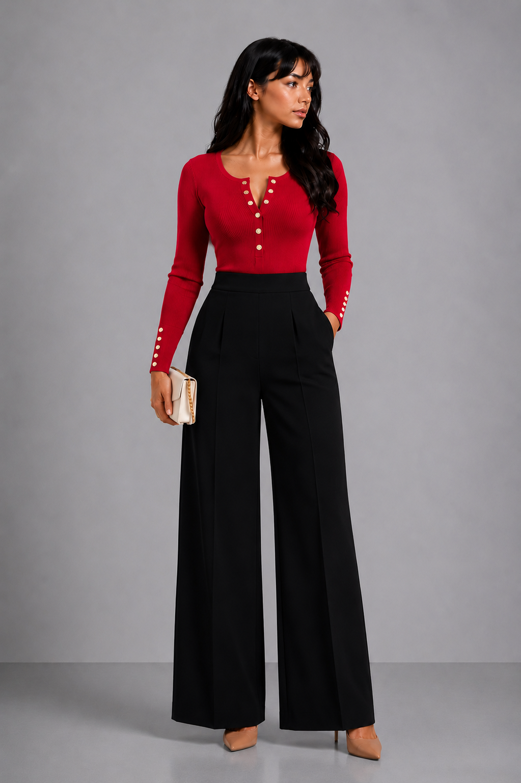 Dames Elegante Katoenen Top met Open Kraag | Stijlvolle Casual Blouse 2