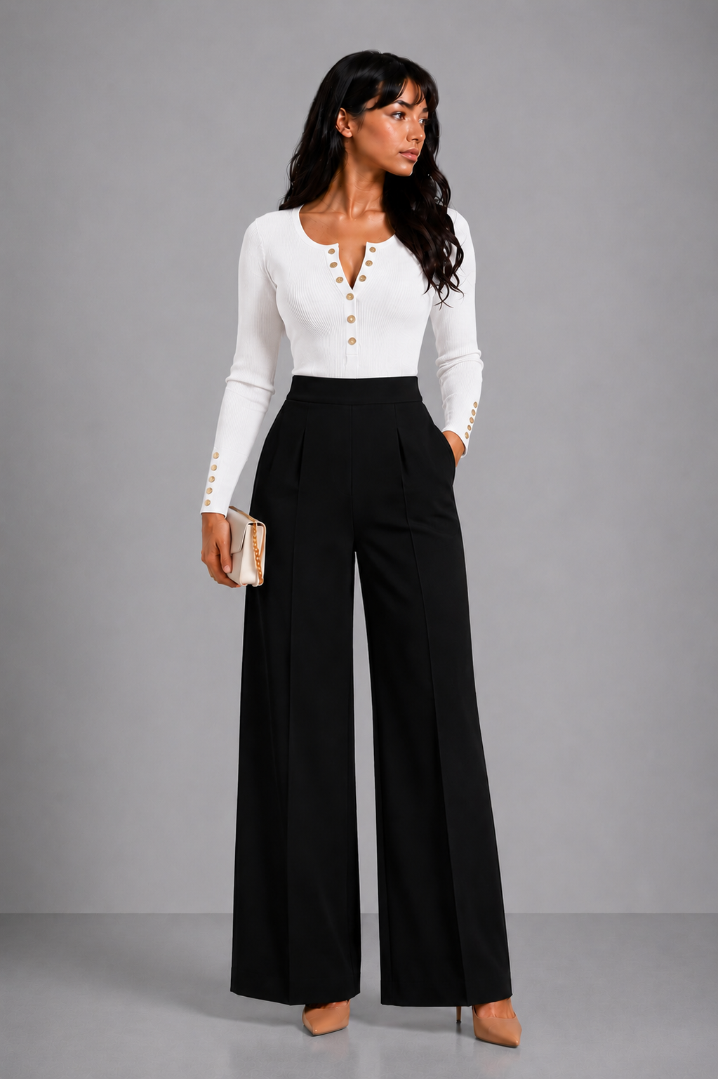 Dames Elegante Katoenen Top met Open Kraag | Stijlvolle Casual Blouse 3
