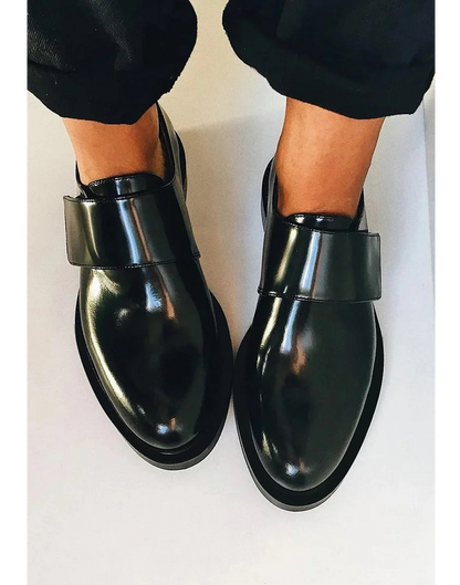 Dames Elegante Leer Loafers | Zwarte Bandjes Comfortabele Schoenen 0