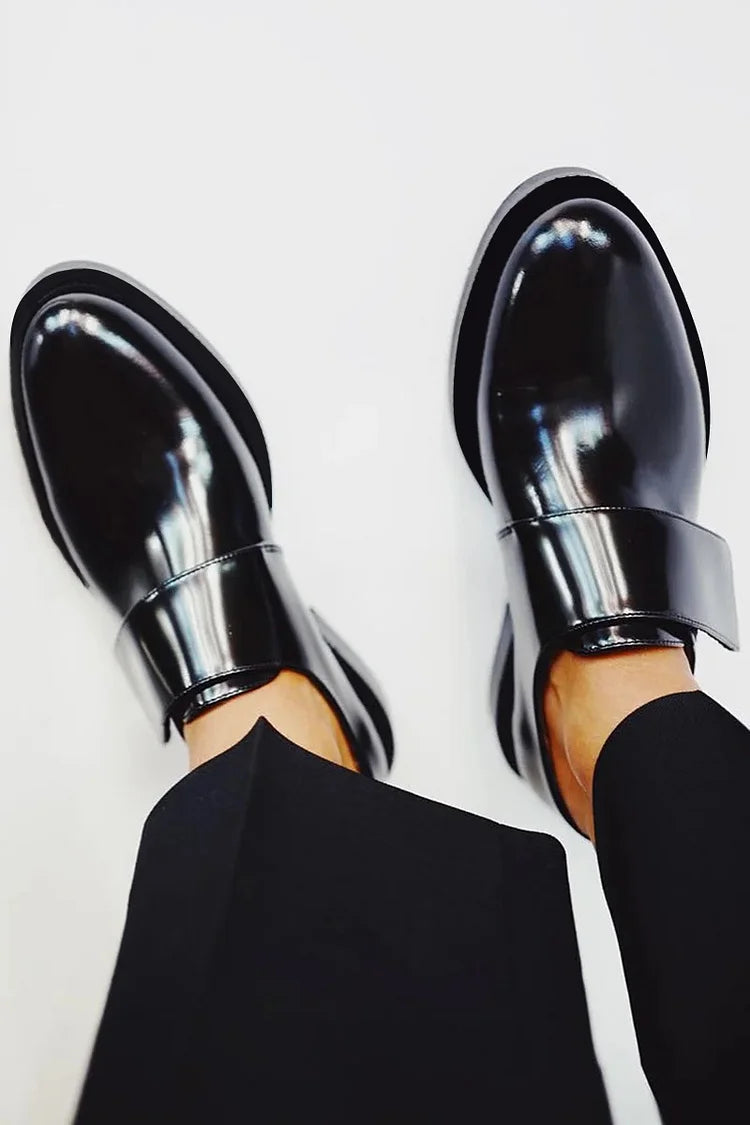Dames Elegante Leer Loafers | Zwarte Bandjes Comfortabele Schoenen 1