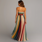 Dames Elegante Maxi Jurk | Strapless Juweeltinten Feestjurk met Zwierige Plooien 3