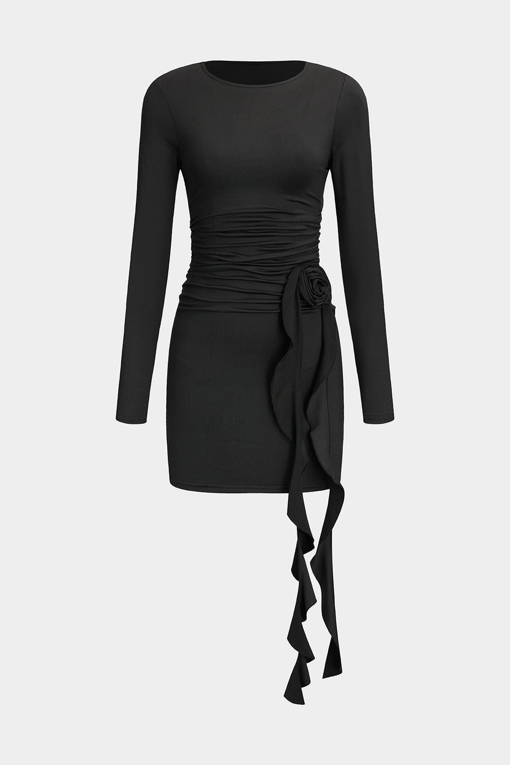 Dames Elegante Stretch Mini-jurk | Figuuraccentuerend met Romantisch Rozen Detail 0